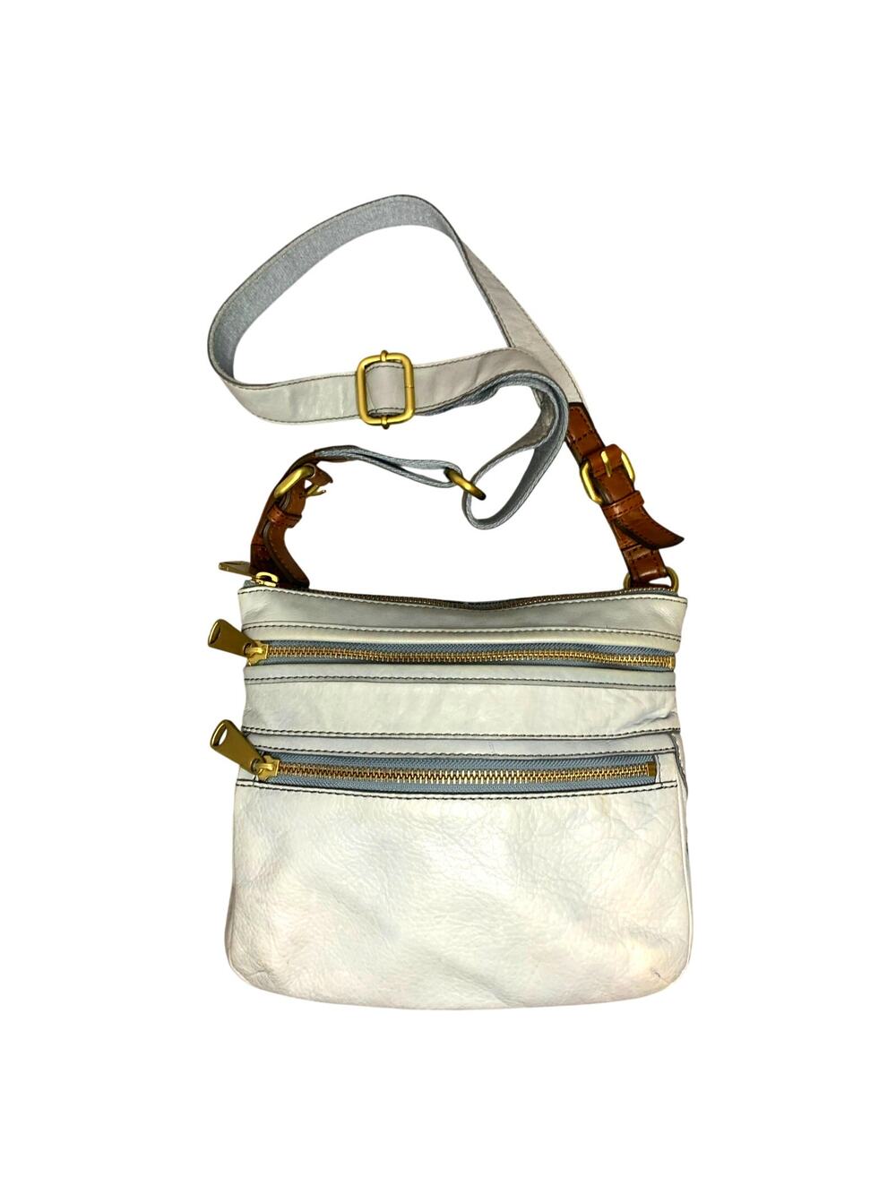 Fossil Explorer Crossbody Pale Blue Leather Purse, VTG, Y2K, City Bag, Travel